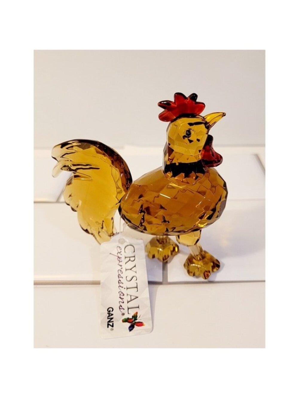Ganz Crystal Expressions Acrylic Standing Brown Rooster Figurine 2 1/2" invh